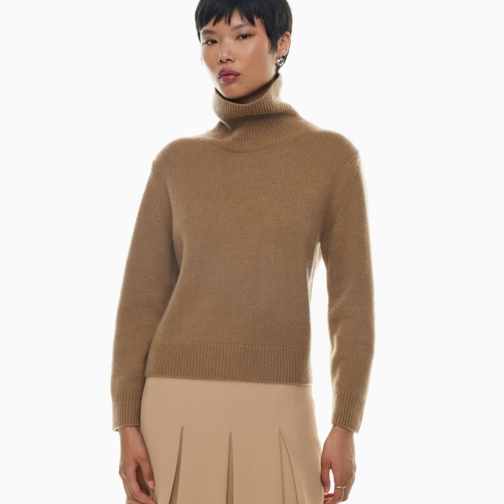 Aritzia Wilfred Luxe Cashmere Jara Sweater Camel Color Size medium